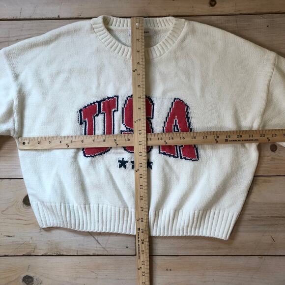 Grayson Threads NWOT Women's USA Graphic Sweater Off-White Size L - Picture 6 of 7